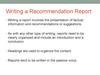 Writing a Recommendation Report