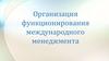 Организация функционирования международного менеджмента