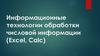 Информационные технологии обработки числовой информации (Excel, Calc)