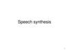 Speech synthesis