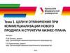 Цели и ограничения при коммерциализации нового продукта и структура бизнес-плана