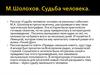 М. Шолохов. «Судьба человека»