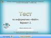 Тест по информатике «Файл». Вариант 2. 8 класс