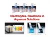 Electrolytes. Reactions in Aqueous Solutions