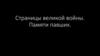 Страницы великой войны. Памяти павших
