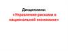 Управление рисками в национальной экономике