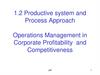 Productive system and Process Approach. Operations Management in Corporate Profitability and Competitiveness