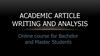 Academic articles writing and analysis