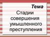Стадии совершения умышленного преступления