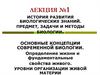 История развития биологических знаний. Предмет, задачи и методы биологии. Основные концепции современной биологии