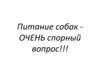 Питание собак - очень спорный вопрос!!!