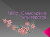 Текст. Смысловые типы текстов