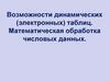 Возможности динамических (электронных) таблиц. Математическая обработка числовых данных