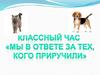 Мы в ответе за тех, кого приручили. Классный час