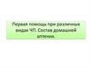 Первая помощь при различных видах ЧП. Состав домашней аптечки
