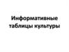 Информативные таблицы культуры