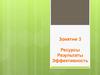 Ресурсы. Результаты. Эффективность