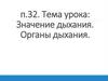 Значение дыхания. Органы дыхания