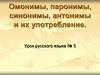 Омонимы, паронимы, синонимы, антонимы и их употребление