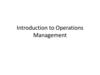Introduction to Operations Management