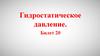 Гидростатическое давление. Билет 20. Получение формулы для расчета давления жидкости