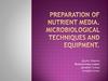 Preparation of nutrient media. Microbiological techniques and equipment Preparation of nutrient media. Microbiological techniques and equipment