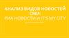 Анализ видов новостей сми: РИА новости и It’s my city