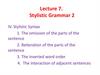 Stylistic Grammar 2. Lecture 7