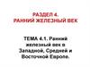 Ранний железный век в Западной, Средней и Восточной Европе. Тема 4.1