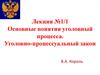 Основные понятия уголовный процесса. Уголовно-процессуальный закон