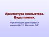 Архитектура компьютера. Виды памяти