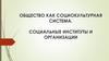 Общество как социокультурная система. Социальные институты и организации. Лекция 2