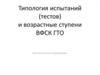 Типология испытаний (тестов) и возрастные ступени ВФСК ГТО