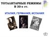 Тоталитарные режимы в 30-е гг. Италия, Германия, Испания