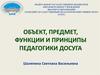 Объект, предмет, функции и принципы педагогики досуга