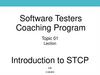 Software Testers Coaching Program. Introduction to STCP