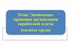 Экономикоправовая организация заработной платы (оплаты труда)