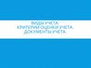Учет учебной работы в школе. Виды учета. Критерии оценки учета. Документы учета