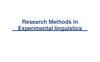 Research Methods in Experimental linguistics