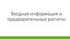 Входная информация и предварительные расчеты