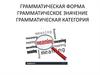 Грамматическая форма, категория, значение