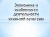 Экономика и особенности деятельности отраслей культуры
