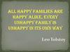 All happy families are happy alike, every unhappy family is unhappy in its own way