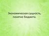 Экономическая сущность, понятие бюджета