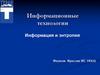 Информационные технологии. Информация и энтропия