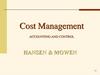 Cost management. Accounting and control