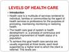 Levels of health care