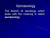 Semasiology. Types of meaning