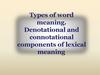 Types of word meaning. Denotational and connotational components of lexical meaning