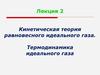 Кинетическая теория равновесного идеального газа. Термодинамика идеального газа. Лекция 2